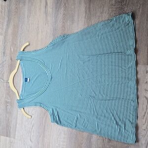 Old Navy L women's striped tank top blue aqua teal rayon viscose soft